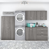 Bush Business Furniture Universal 5 Piece Modular Laundry Room Storage Set with Floor and Wall Cabinets